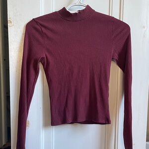 Women's Burgundy Ribbed Top